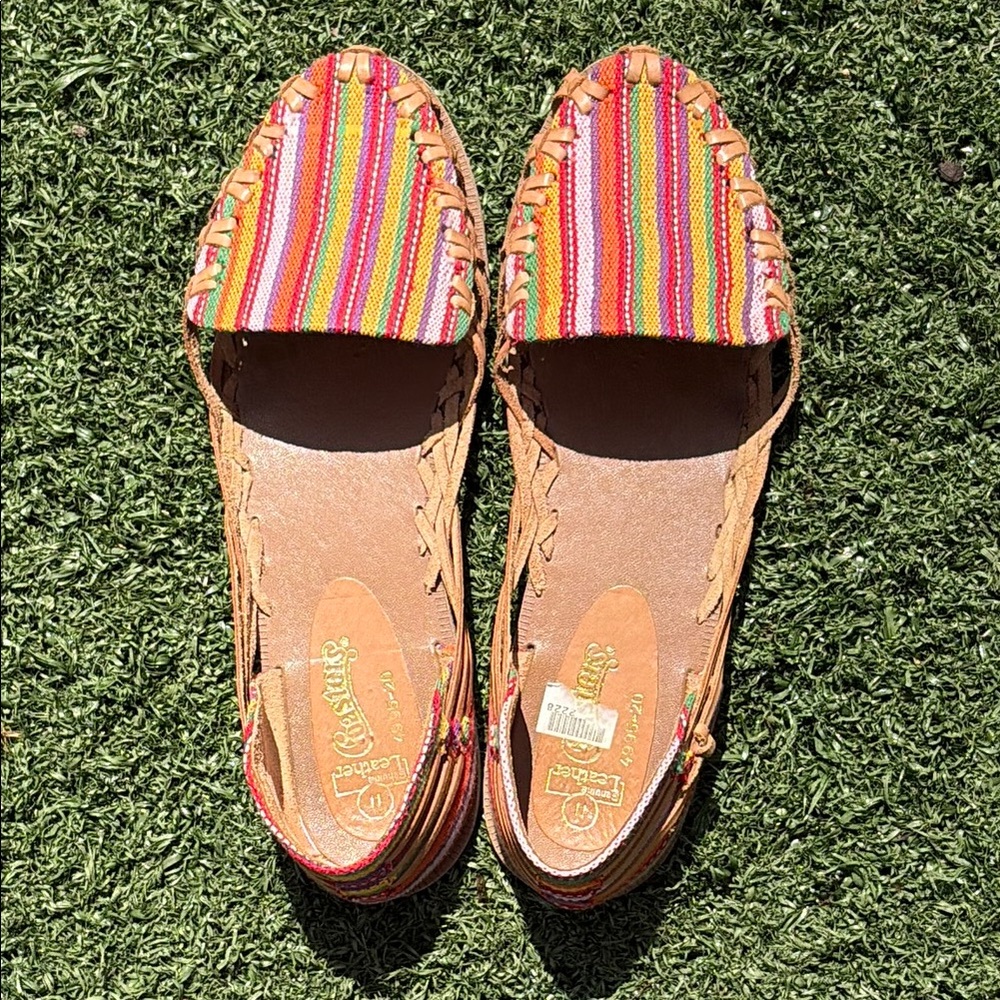 Leather & Fabric Colorful Summer Slip-On Sandals by Coasters Size 11